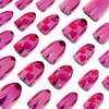 Claire's Ongles-Puffy Heart Pink Chrome Short Almond Vegan Faux Nail Set - 24 Pack