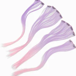 Claire's Perruques Et Extensions-Purple & Pink Ombré Faux Hair Clip In Extensions - 4 Pack