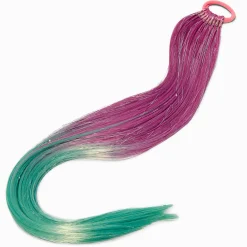 Claire's Perruques Et Extensions-Purple, Mint, & Tinsel Ombré Faux Hair Tie
