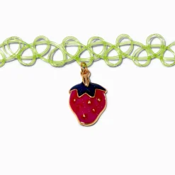 Claire's Colliers-Ras-de-cou effet tatouage avec pendentif d’humeur fraise