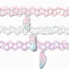 Claire's Colliers-Ras-de-cou effet tatouage avec changement de couleur UV cœur pastel best friends - Lot de 3