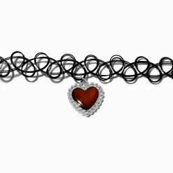Claire's Colliers-Ras-de-cou effet tatouage avec pendentif d’humeur cœur