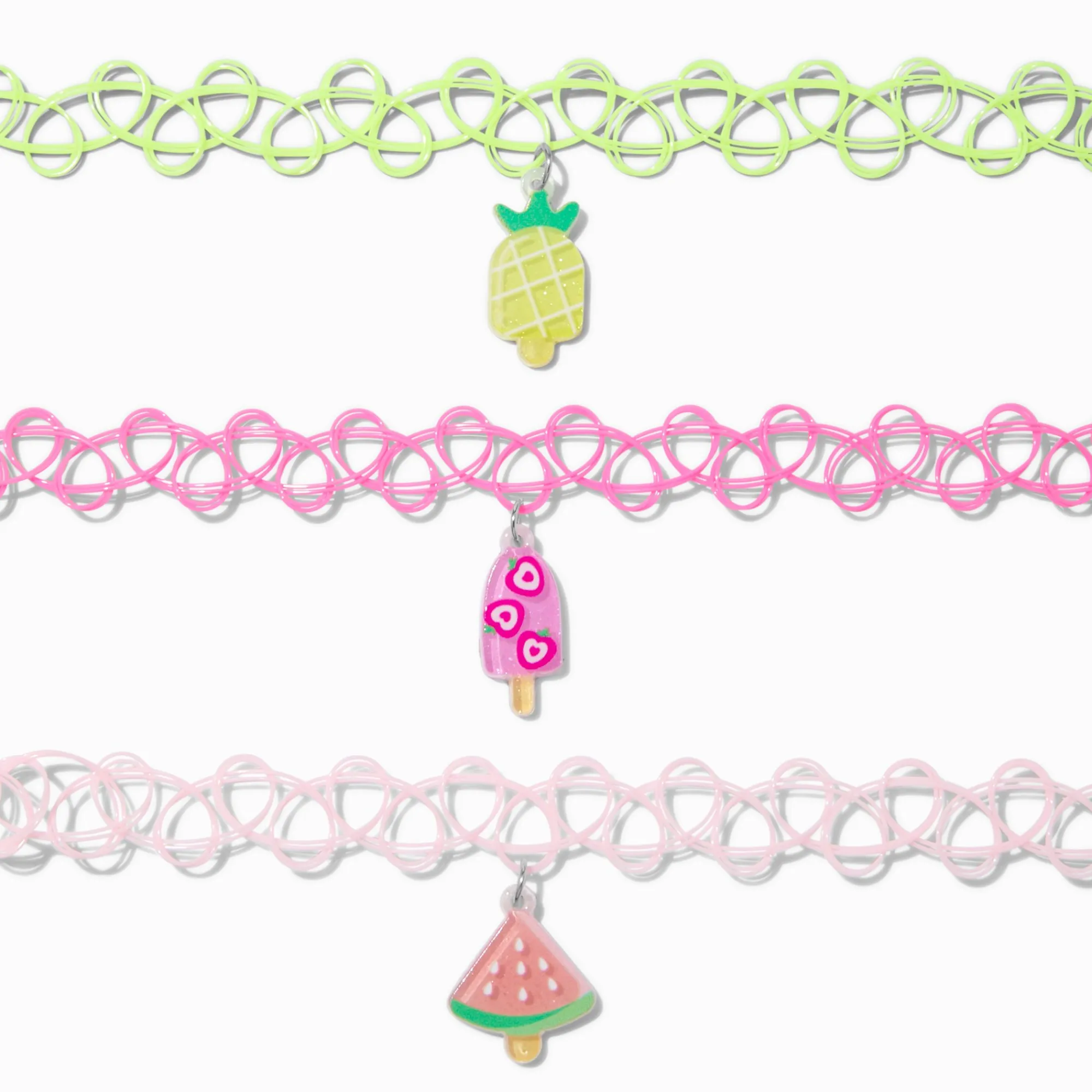 Claire's Colliers-Ras-de-cou effet tatouage breloques estivales Claire's Club - Lot de 3