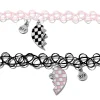 Claire's Colliers-Ras-de-cou effet tatouage cœur fendu rose et noir best friends - Lot de 2