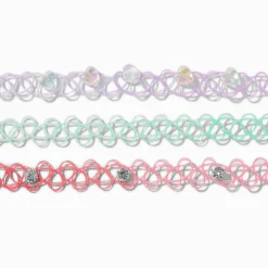 Claire's Colliers-Ras-de-cou effet tatouage dégradé pastel - Lot de 3