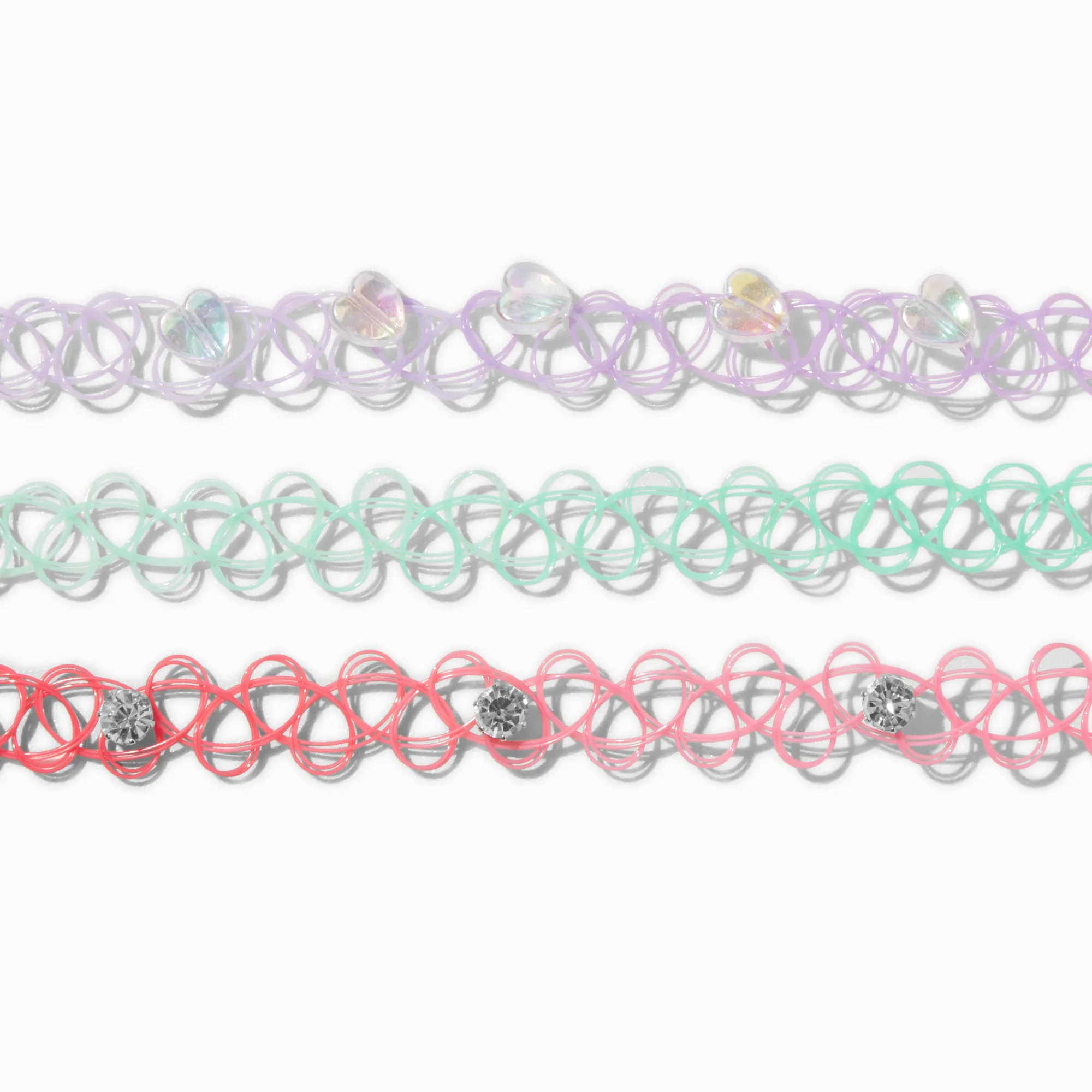 Claire's Colliers-Ras-de-cou effet tatouage dégradé pastel - Lot de 3
