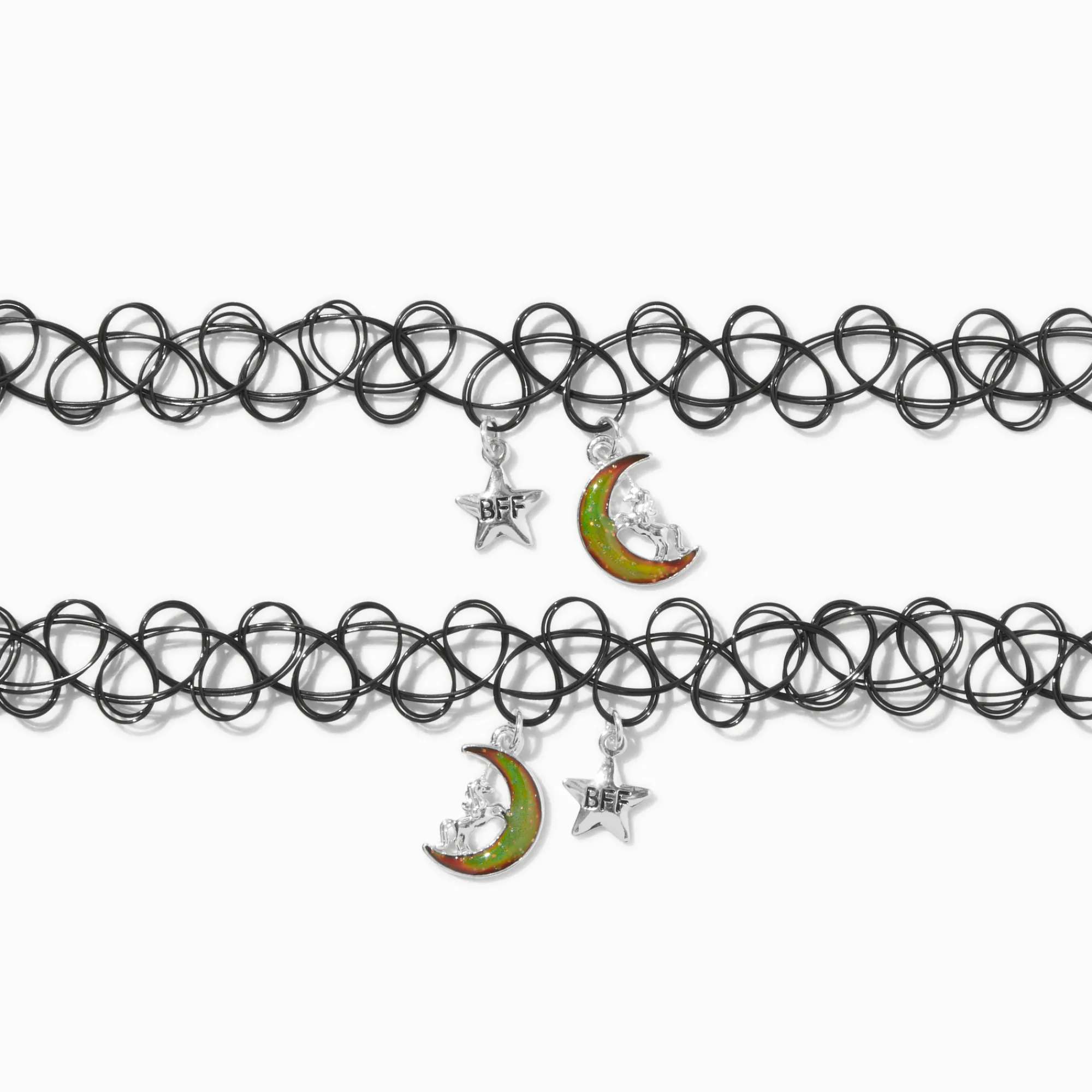 Claire's Colliers-Ras-de-cou effet tatouage lune d'humeur best friends - Lot de 2