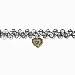 Claire's Colliers-Ras-de-cou effet tatouage noir cœur arc-en-ciel Claire's Club