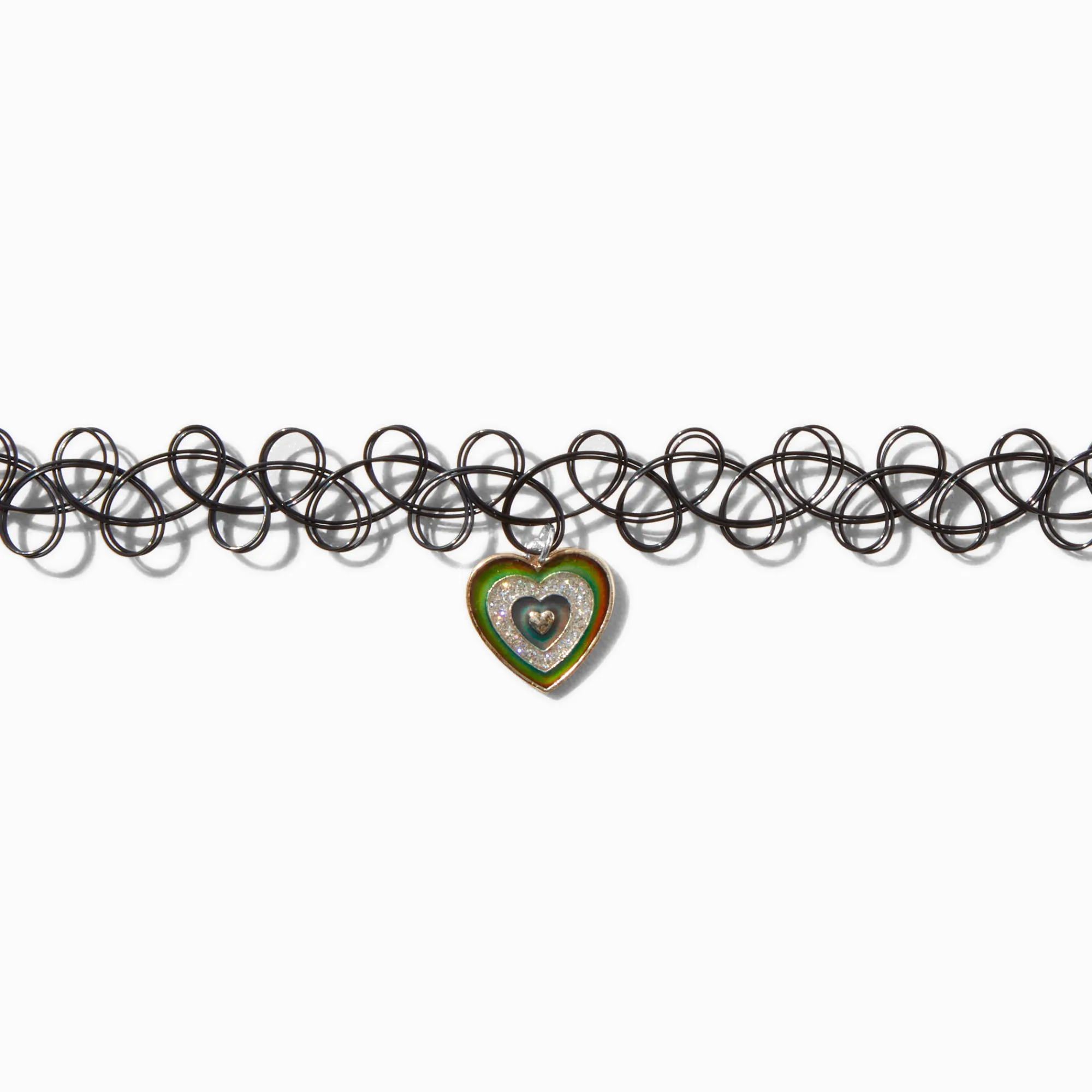 Claire's Colliers-Ras-de-cou effet tatouage noir cœur arc-en-ciel Claire's Club