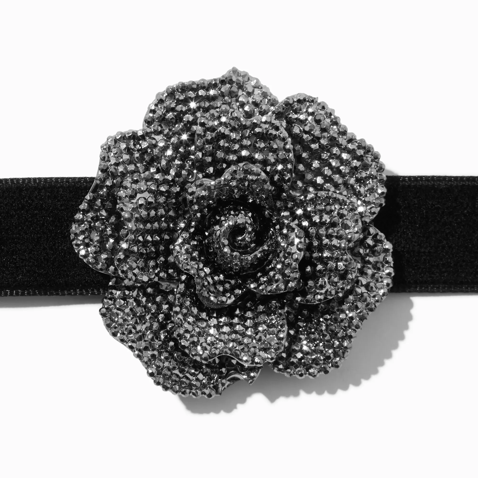 Claire's Colliers-Ras-de-cou en imitation velours noir rose clouté