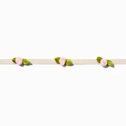 Claire's Colliers-Ras-de-cou en ruban blanc avec roses