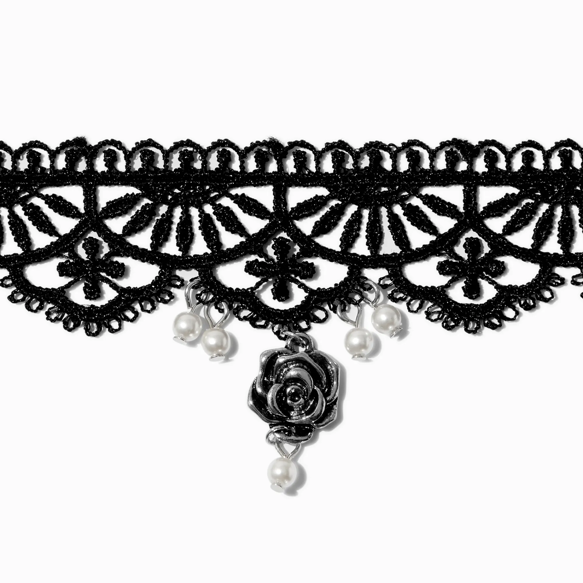 Claire's Colliers-Ras-de-cou rose dentelle noire