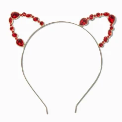 Claire's Bandeaux Et Serre-têtes-Red Rhinestone Cat Ear Headband
