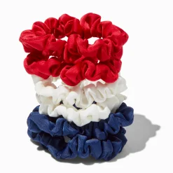 Claire's Chouchous-Red, White & Blue Skinny Hair Scrunchies - 6 Pack