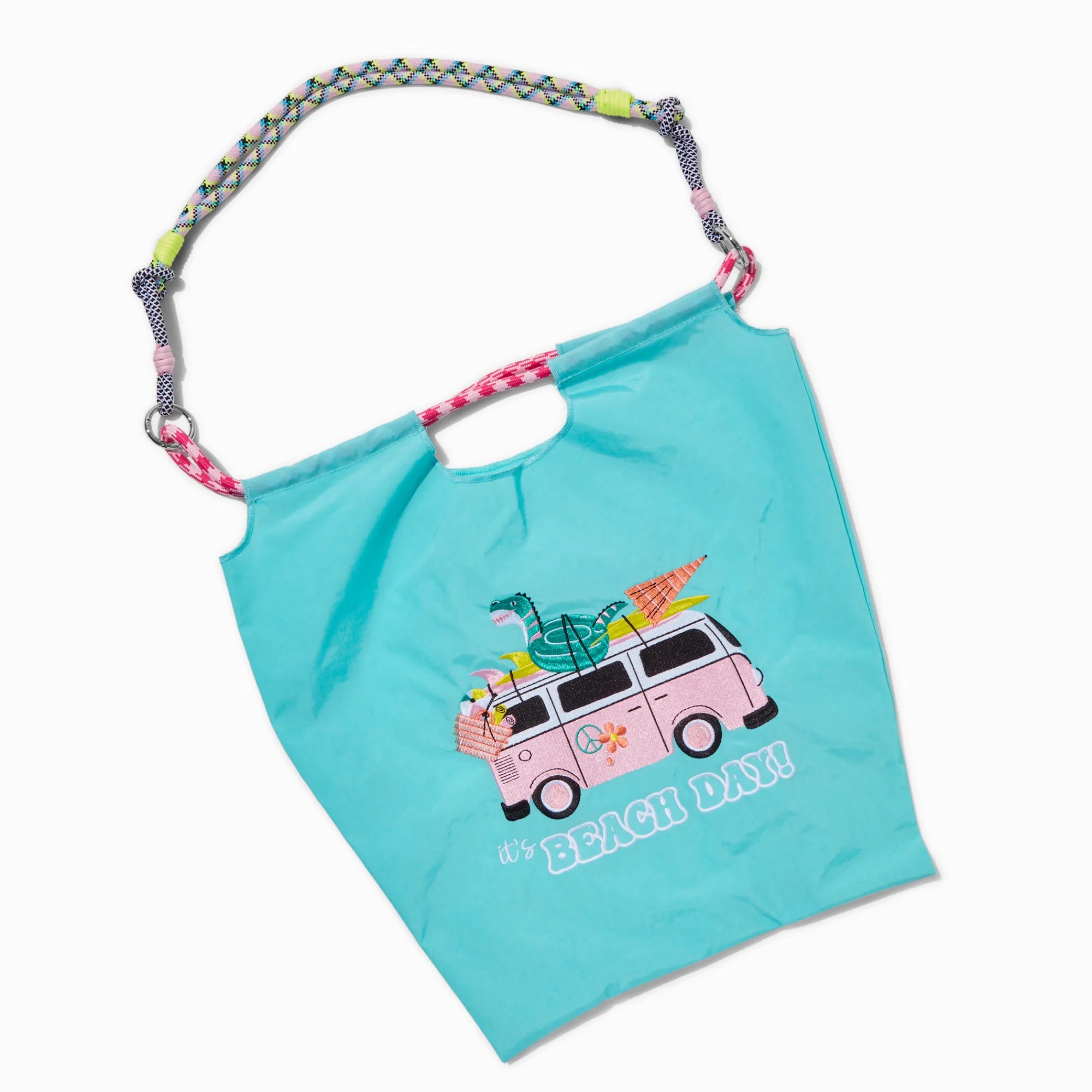 Claire's Sacs À Main Et Sacs Cabas-Sac cabas bleu sarcelle camionnette rétro « It's Beach Day »