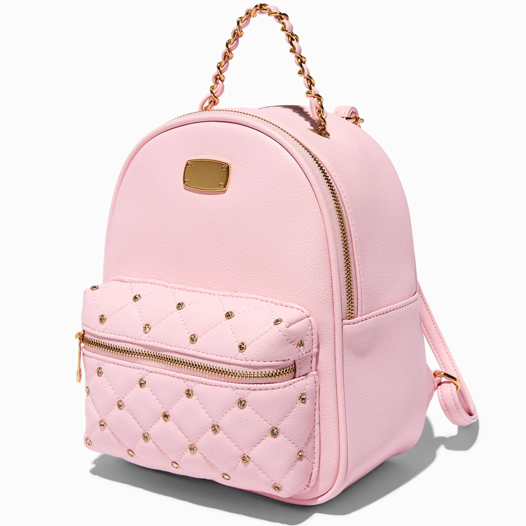 Claire's Sacs À Dos-Sac à dos matelassé rose tendre incrusté de strass