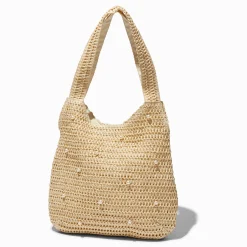 Claire's Sacs À Main Et Sacs Cabas-Sac porté épaule souple tressé perles d'imitation marron clair