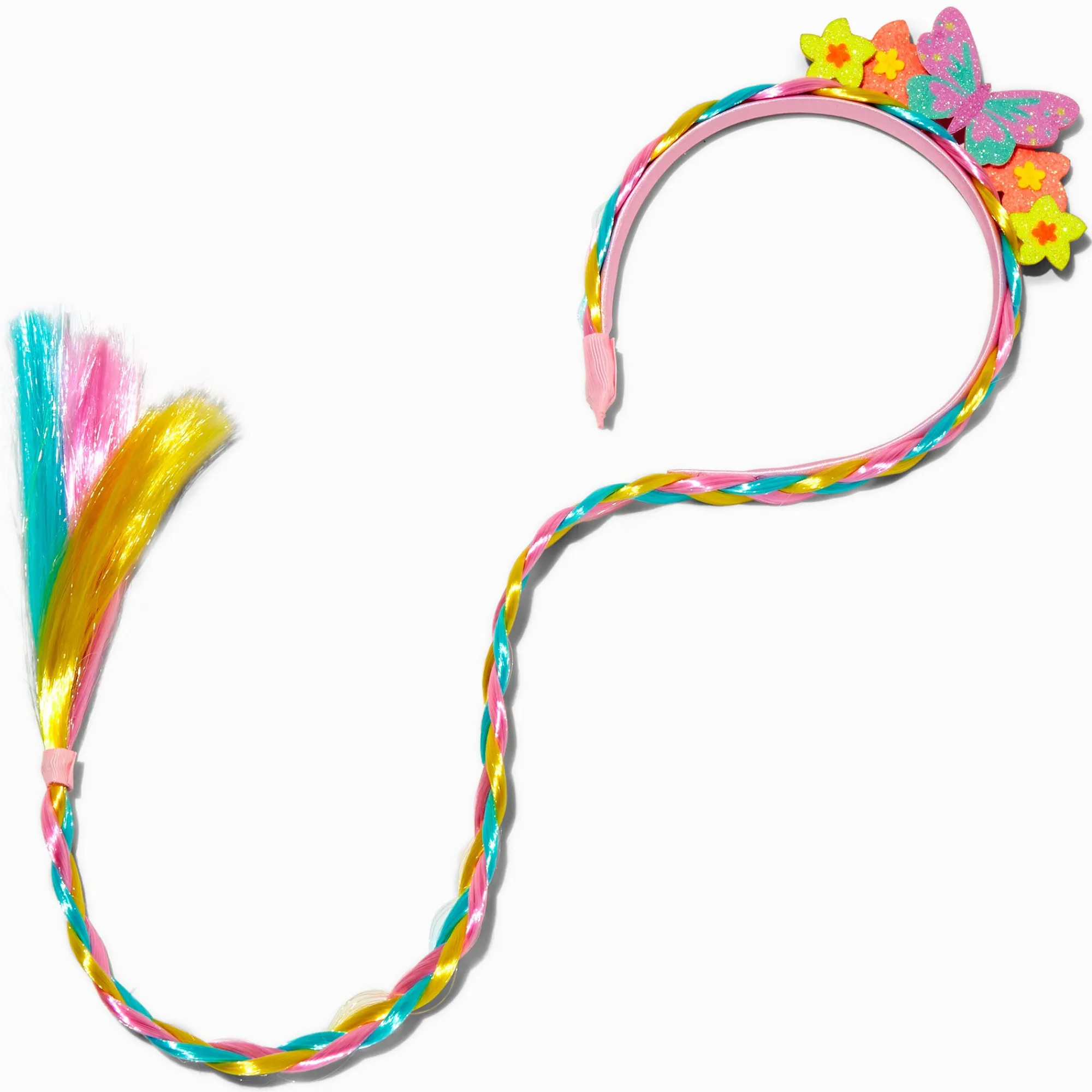 Claire's Bandeaux Et Serre-têtes|Perruques Et Extensions-Serre-tête avec cheveux synthétiques à fleurs fluo Claire's Club