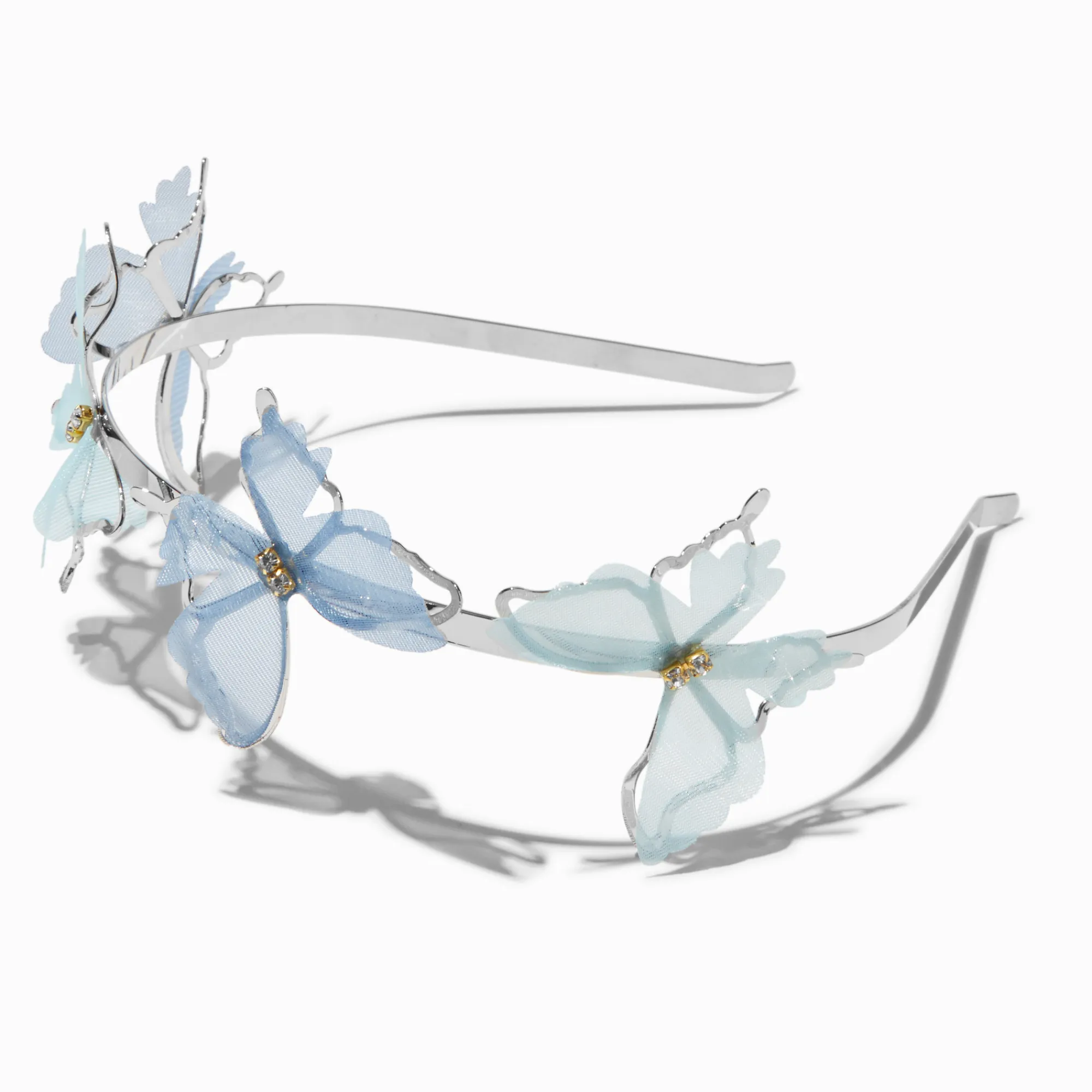Claire's Bandeaux Et Serre-têtes-Serre-tête double rang papillon organza bleu