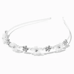 Claire's Bandeaux Et Serre-têtes-Serre-tête à fleurs aspect givré couleur argentée