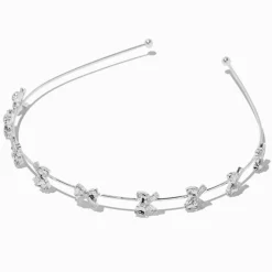 Claire's Bandeaux Et Serre-têtes-Serre-tête perles d’imitation double rang couleur argentée