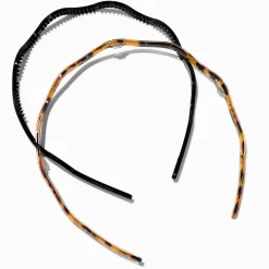 Claire's Bandeaux Et Serre-têtes-Serre-têtes ondulés noir et écaille de tortue - Lot de 2
