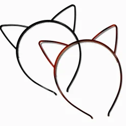 Claire's Bandeaux Et Serre-têtes-Serre-têtes oreilles de chat noir et écaille de tortue - Lot de 2