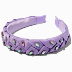 Claire's Bandeaux Et Serre-têtes-Serre-tête tressé violet avec strass iridescents