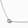 Claire's Colliers-Silver-tone Cubic Zirconia Round Pendant Necklace
