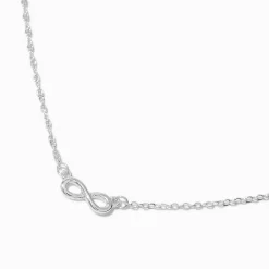 Claire's Colliers-Silver-tone Mini Infinity Pendant Necklace