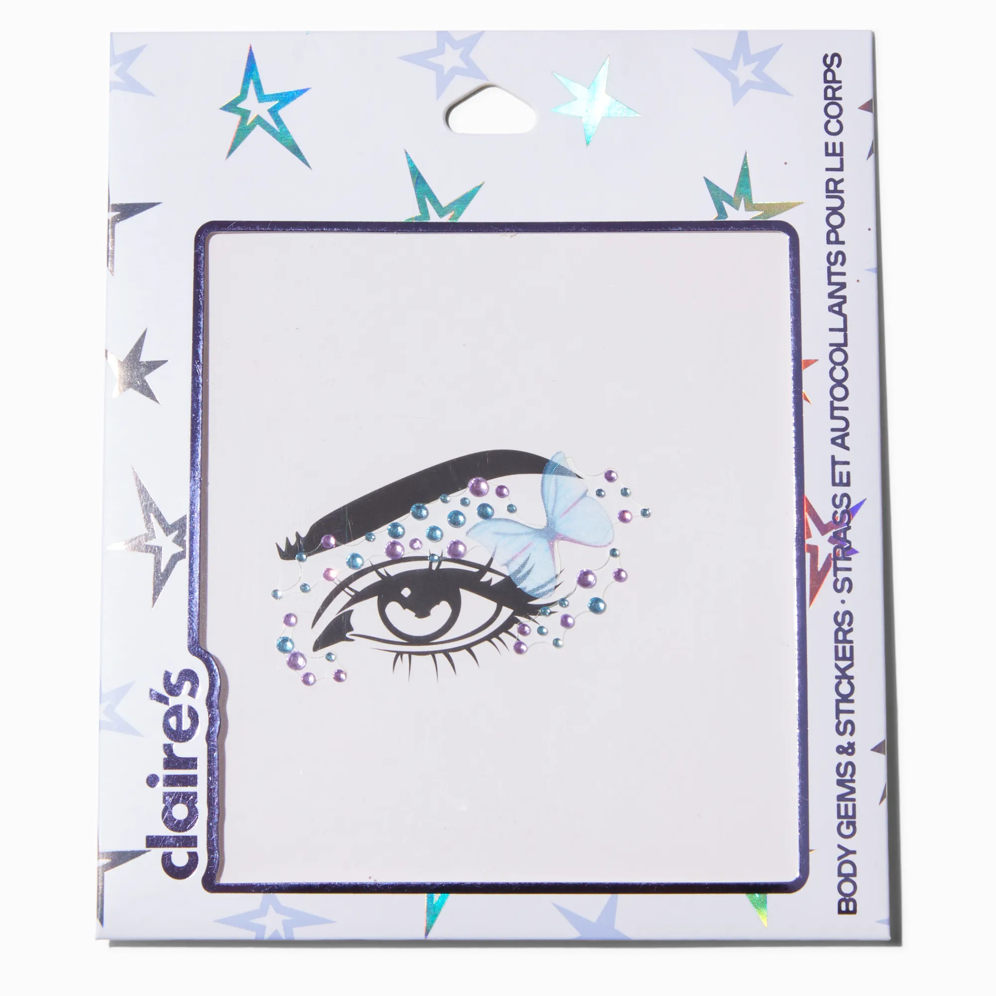 Claire's Paillettes Et Bijoux De Peau-Strass pour les yeux papillon violets et bleus