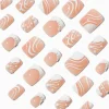 Claire's Ongles-Swirly French Tip Bling Medium Square Vegan Faux Nail Set - 24 Pack
