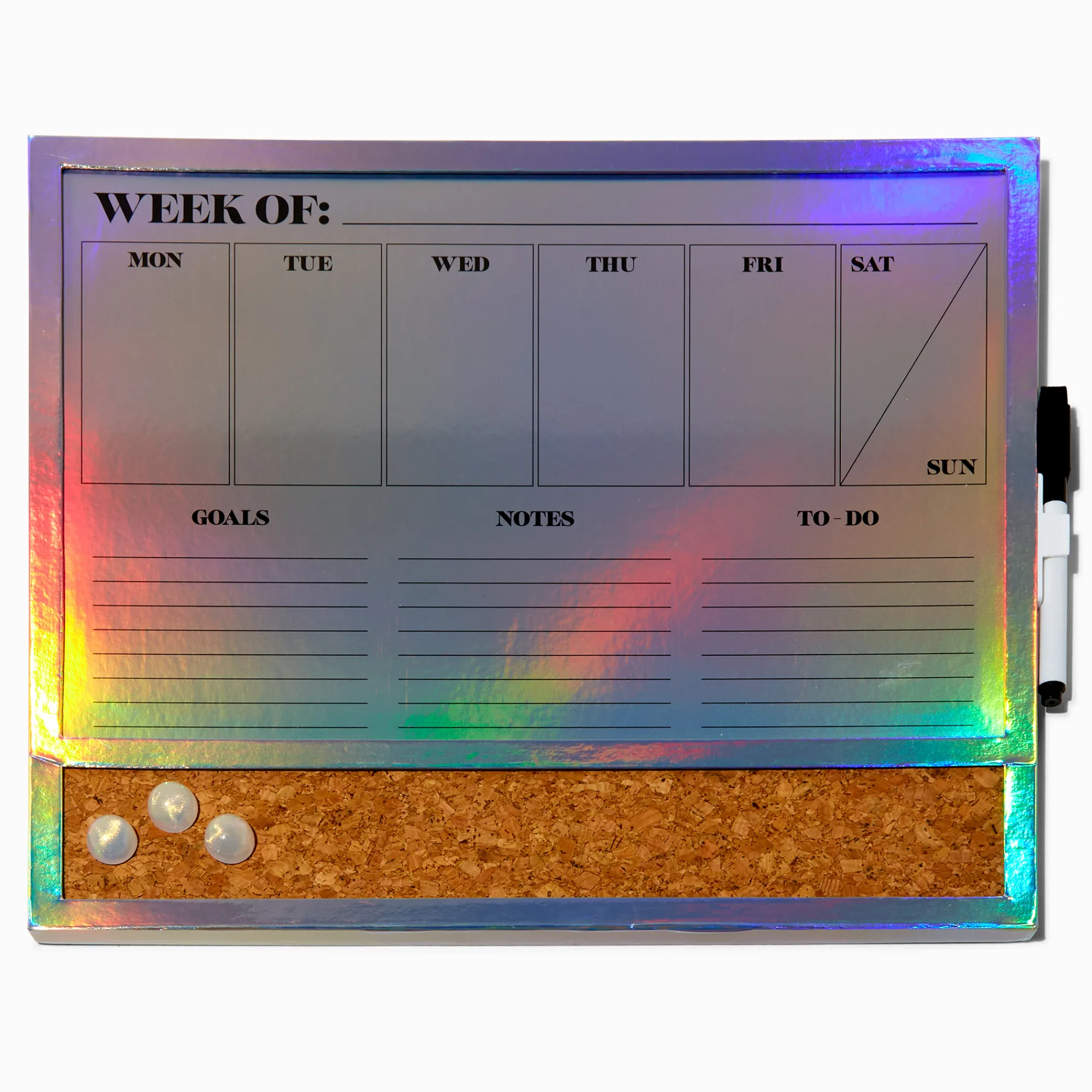 Claire's Déco De Maison-Tableau effaçable à sec calendrier hebdomadaire holographique