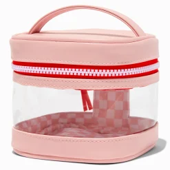 Claire's Trousses De Maquillage-Trousse de maquillage carrée rose à carreaux