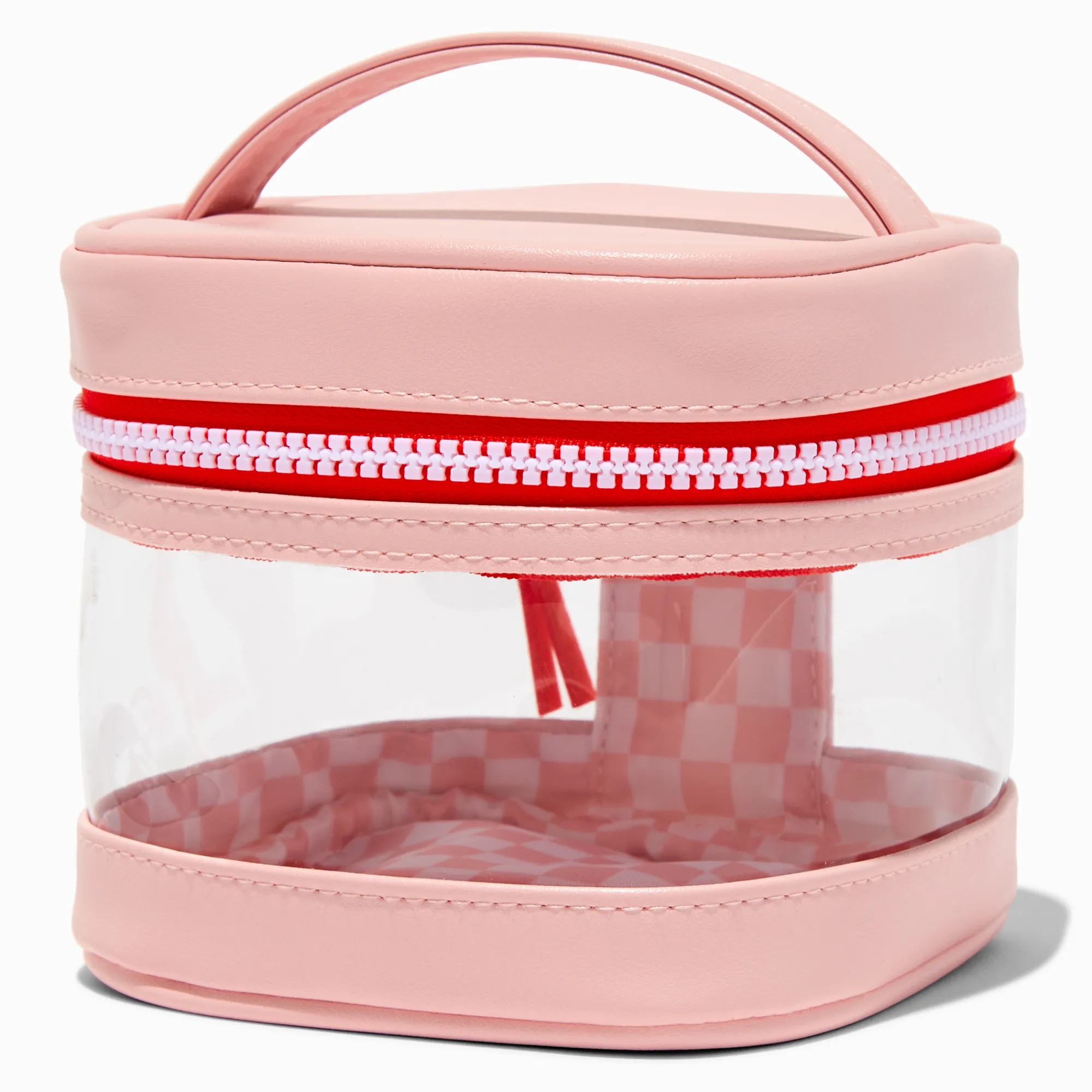 Claire's Trousses De Maquillage-Trousse de maquillage carrée rose à carreaux