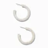 Claire's Anneaux-White Beaded Hoop Earrings